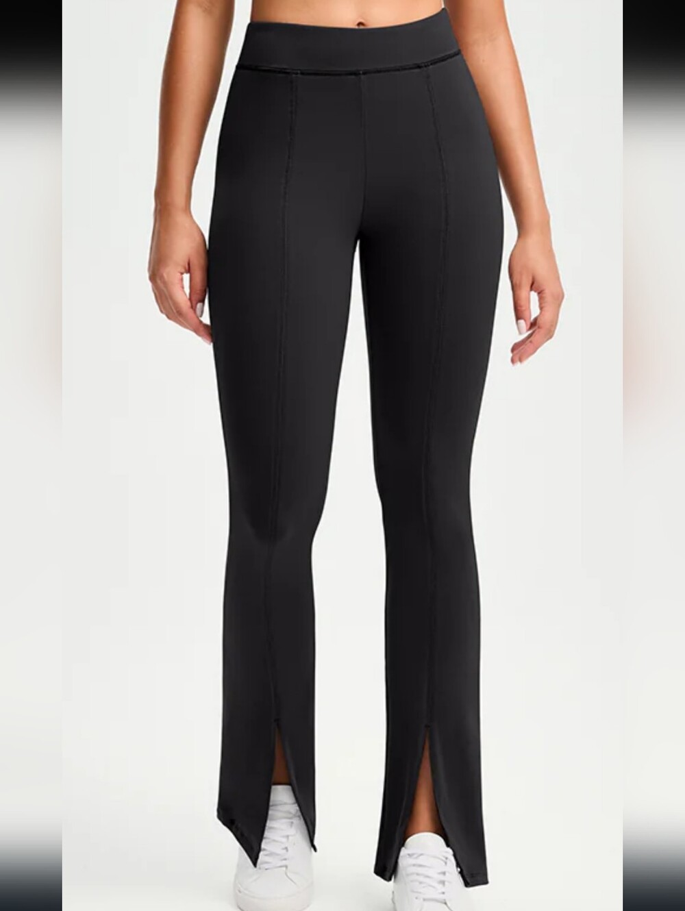 Stretch High-waisted flare pants with a split hem